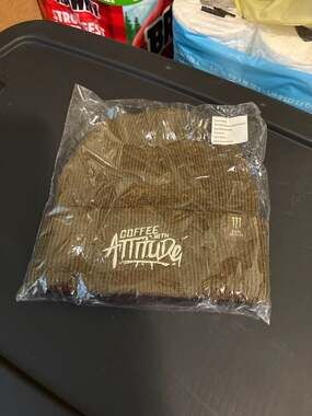 Java Monster Coffee With Attitude Brown Cuffed Knit Beanie Hat